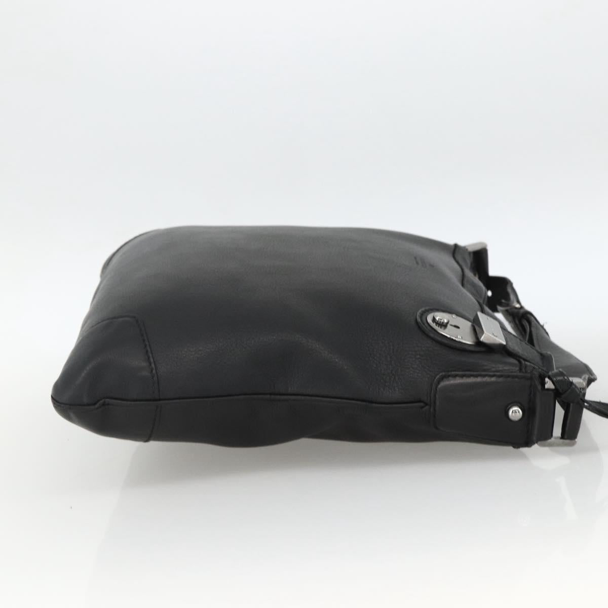 GUCCI Shoulder Bag Leather Black Silver 148476 Auth ka2890
