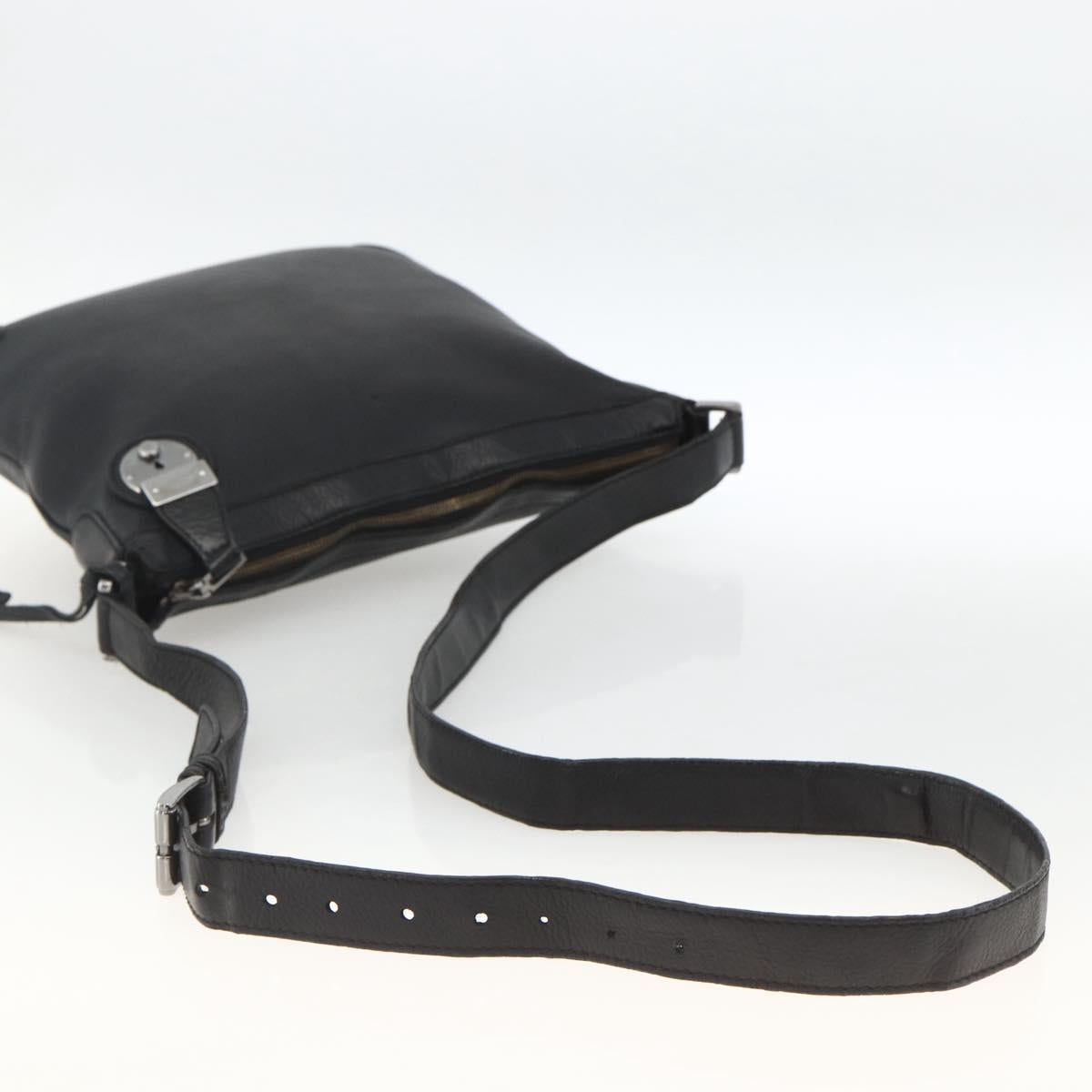 GUCCI Shoulder Bag Leather Black Silver 148476 Auth ka2890