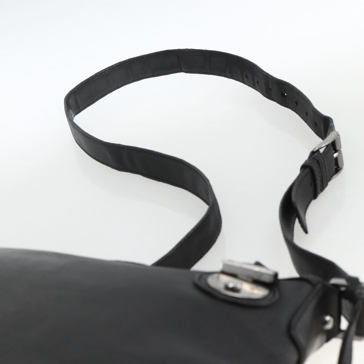 GUCCI Shoulder Bag Leather Black Silver 148476 Auth ka2890
