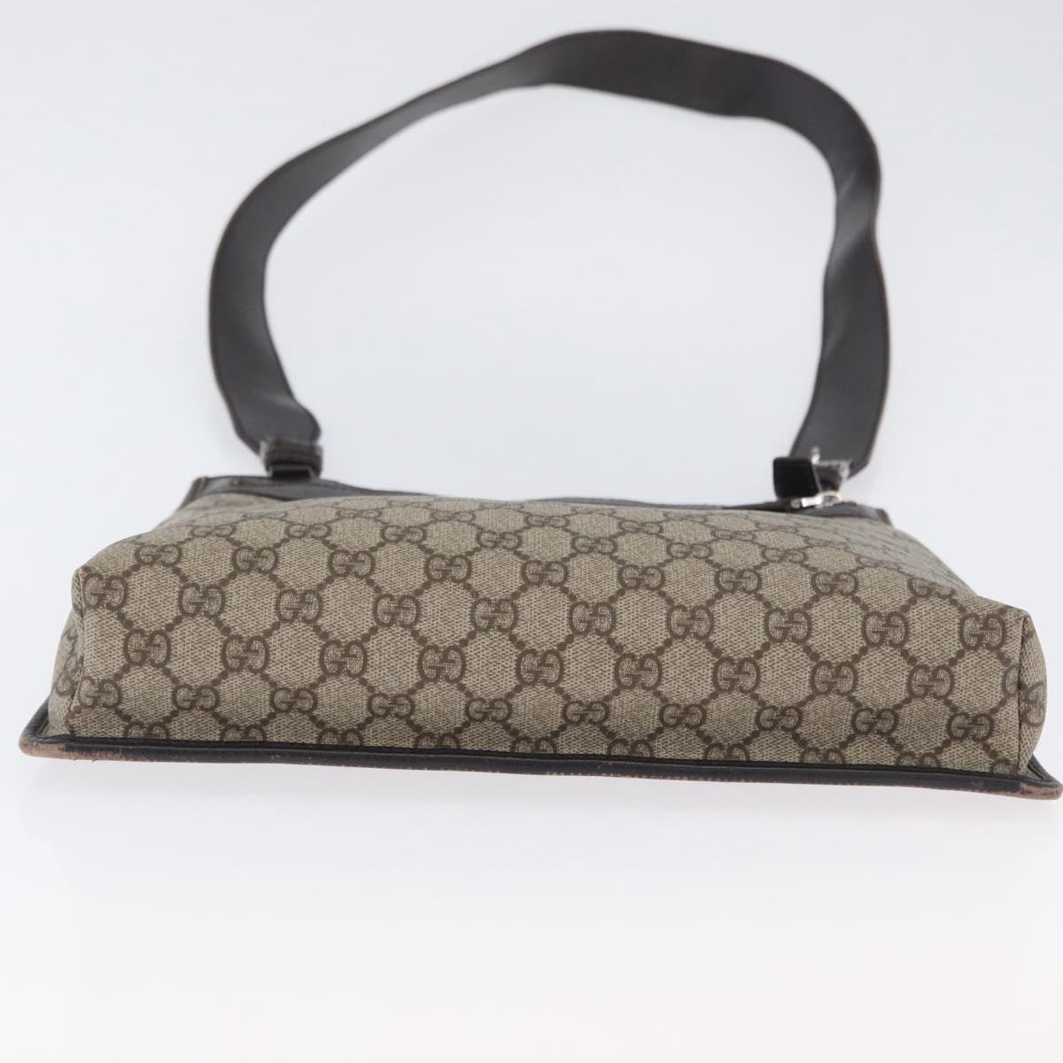 GUCCI GG Supreme Shoulder Bag PVC Beige Silver 92560 Auth ka2891