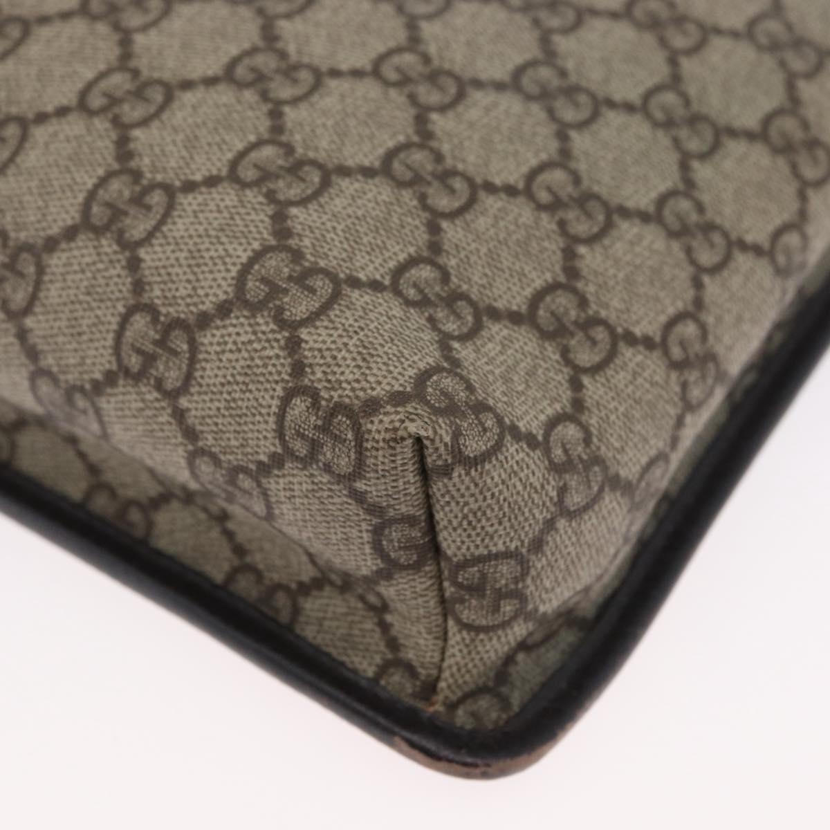GUCCI GG Supreme Shoulder Bag PVC Beige Silver 92560 Auth ka2891