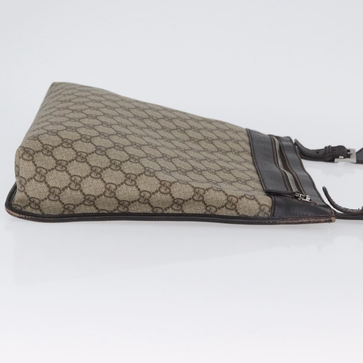 GUCCI GG Supreme Shoulder Bag PVC Beige Silver 92560 Auth ka2891