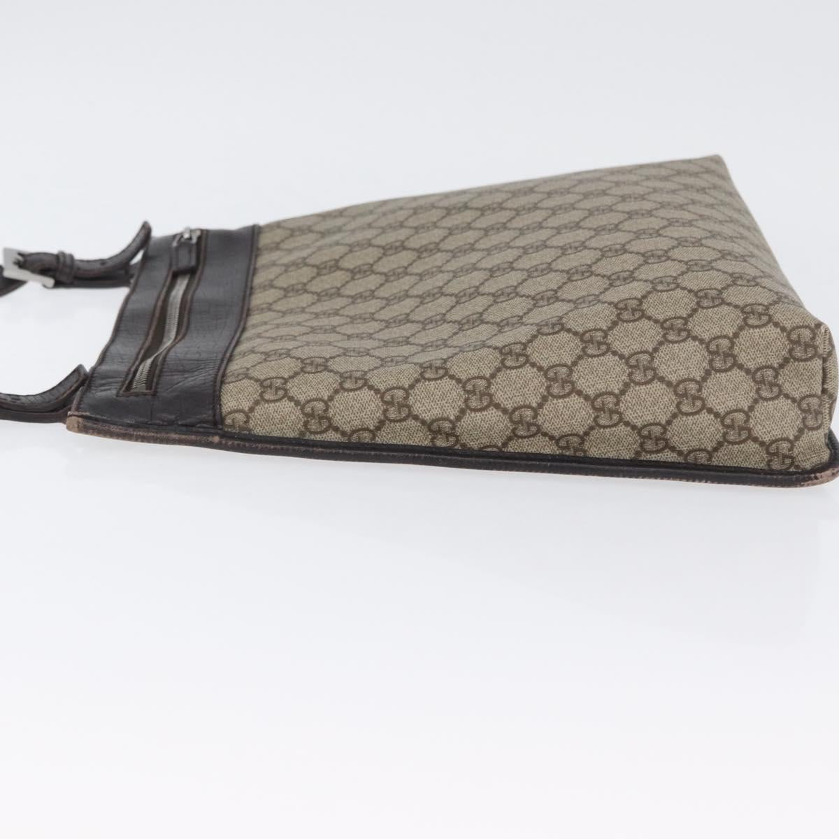 GUCCI GG Supreme Shoulder Bag PVC Beige Silver 92560 Auth ka2891