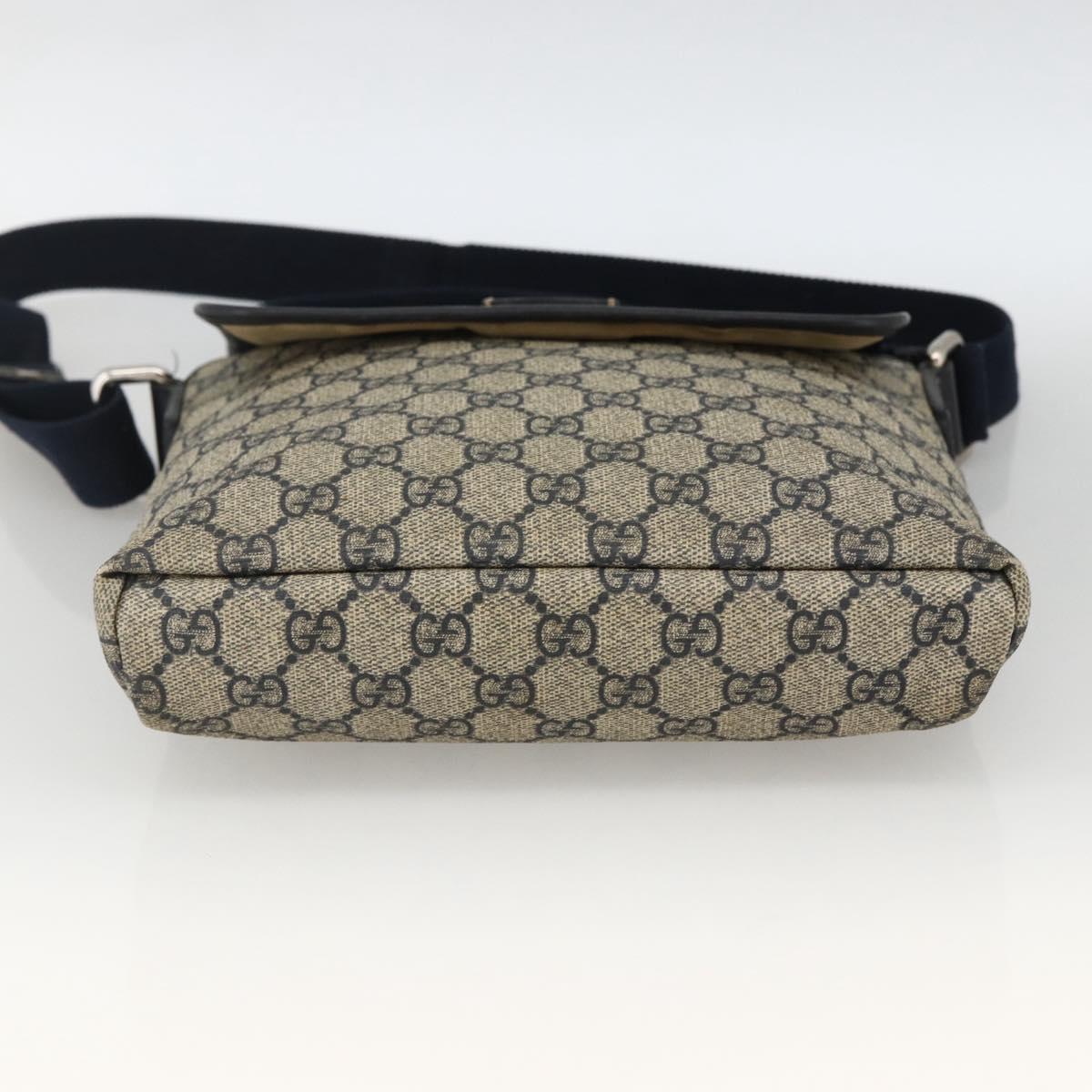 GUCCI GG Supreme Shoulder Bag PVC Navy Silver 223666 Auth ka2896