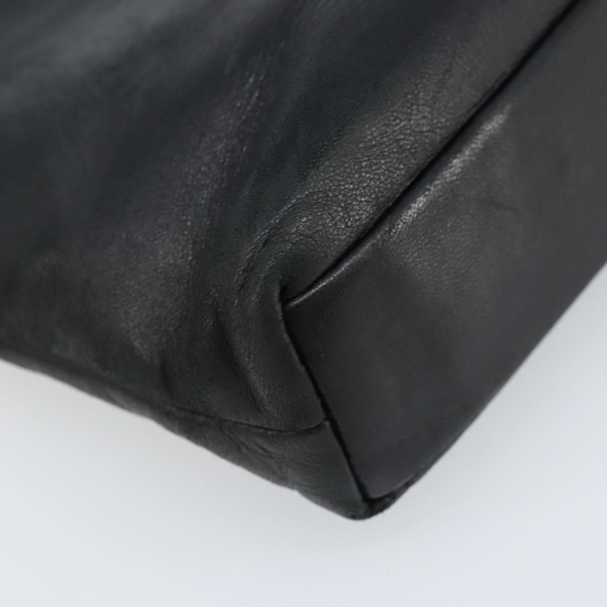 PRADA Hand Bag Leather Black Gold Auth ka2898A