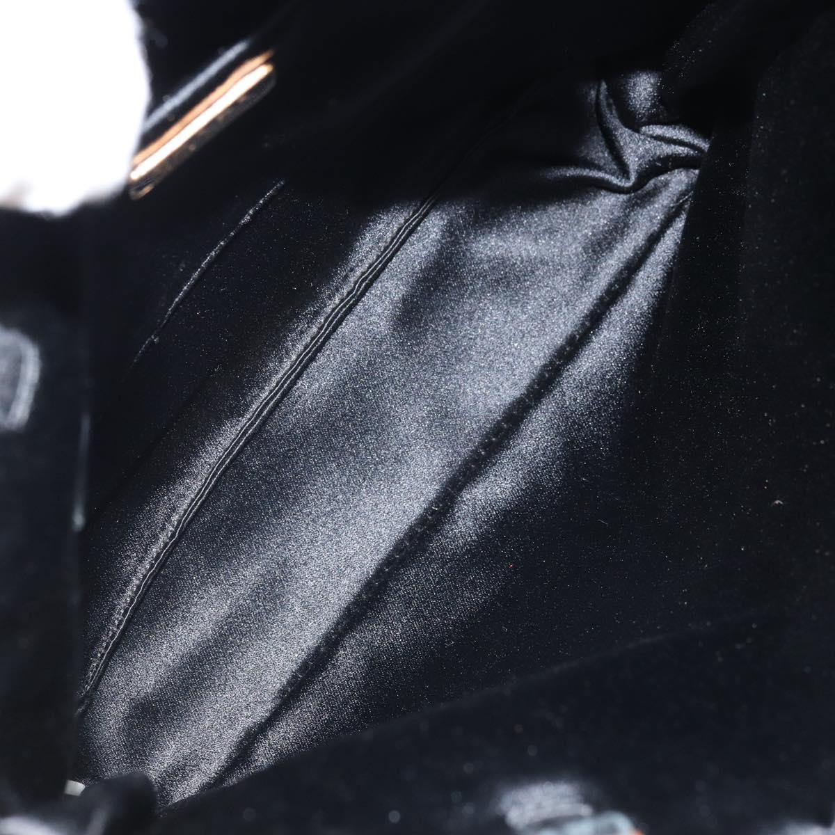 PRADA Hand Bag Leather Black Gold Auth ka2898A
