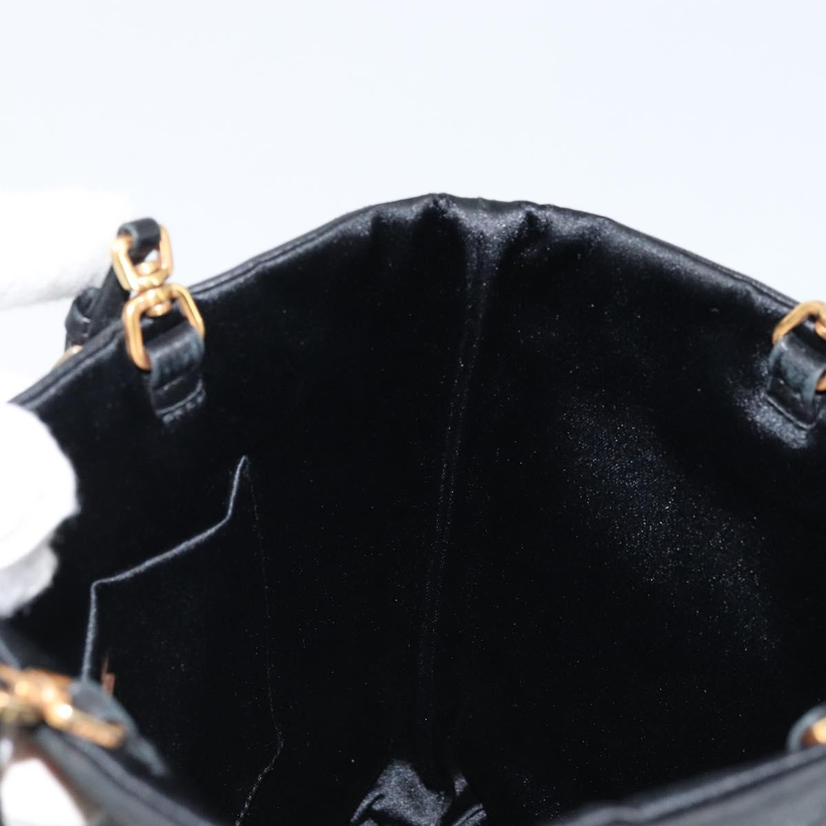 PRADA Hand Bag Leather Black Gold Auth ka2898A