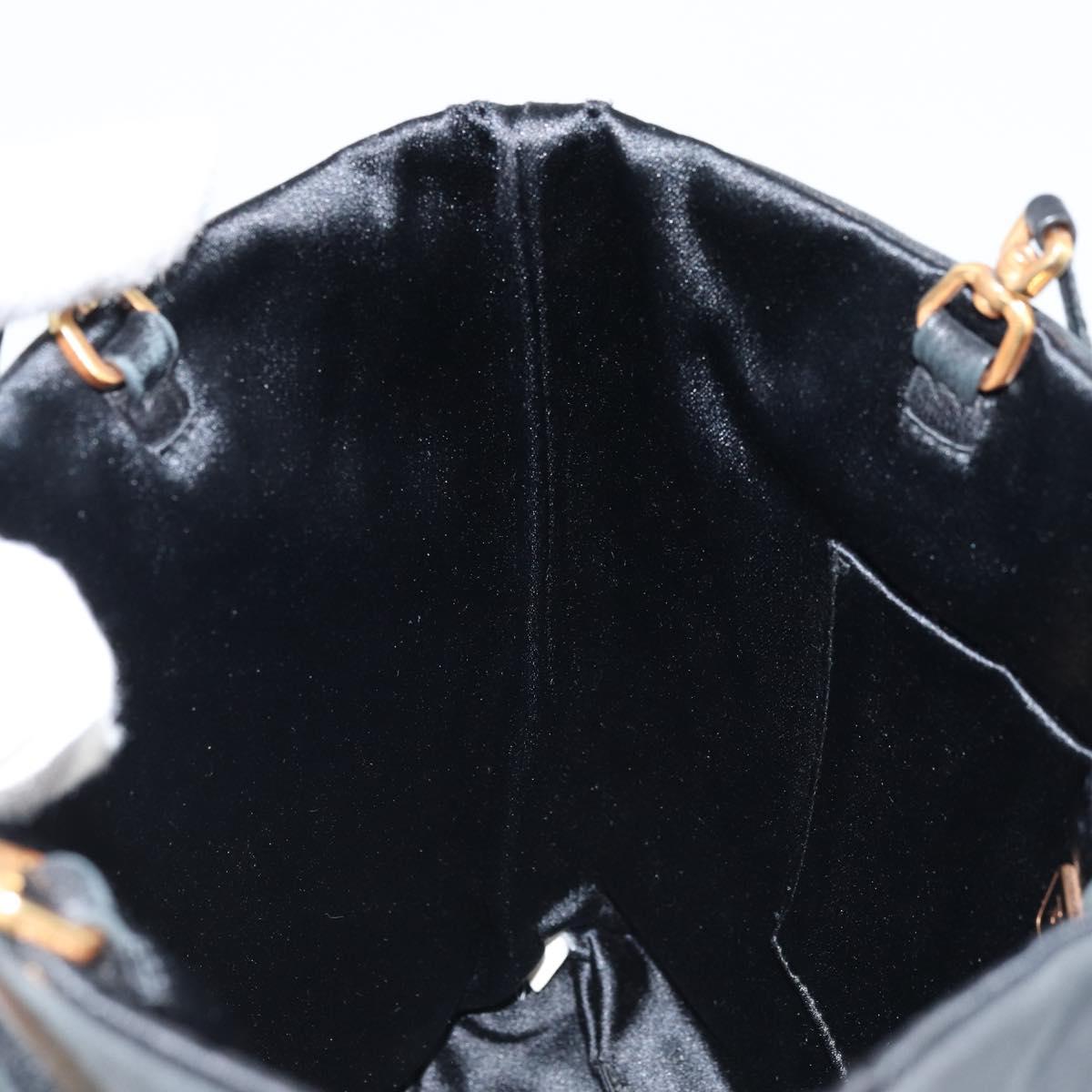 PRADA Hand Bag Leather Black Gold Auth ka2898A