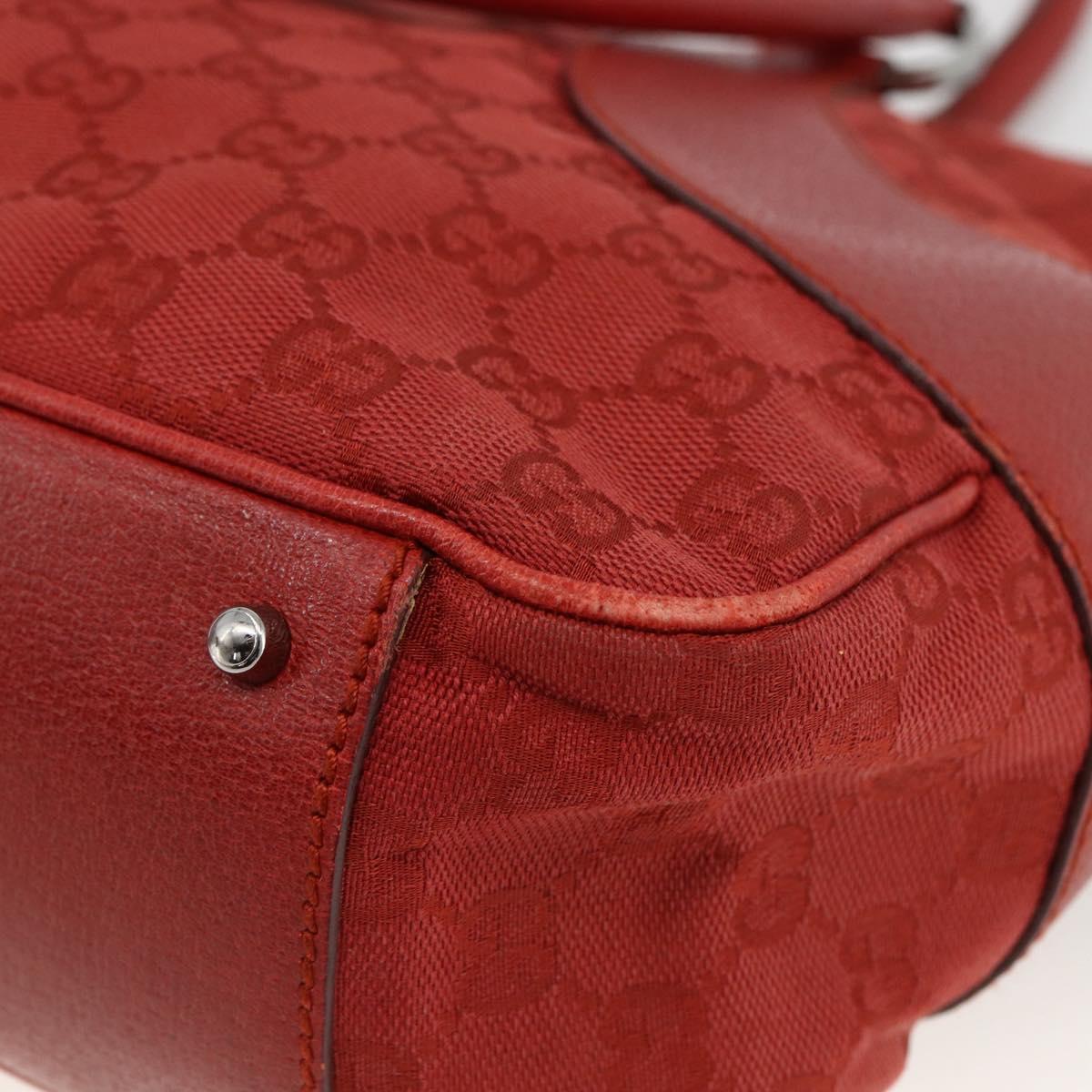 GUCCI GG Canvas Hand Bag Red Silver 113011 Auth ka2899