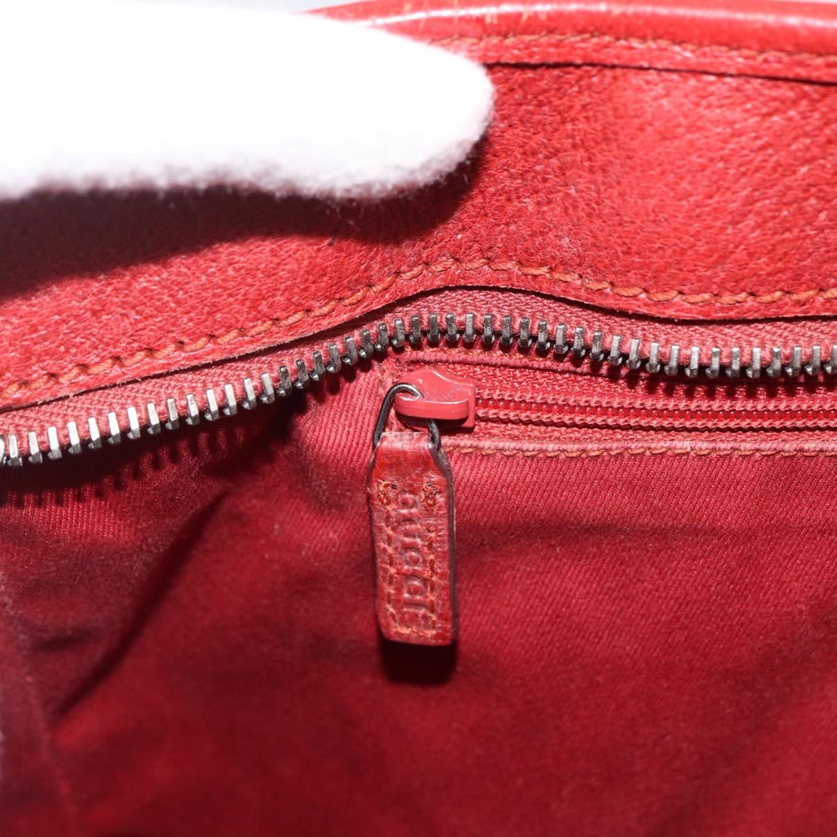 GUCCI GG Canvas Hand Bag Red Silver 113011 Auth ka2899