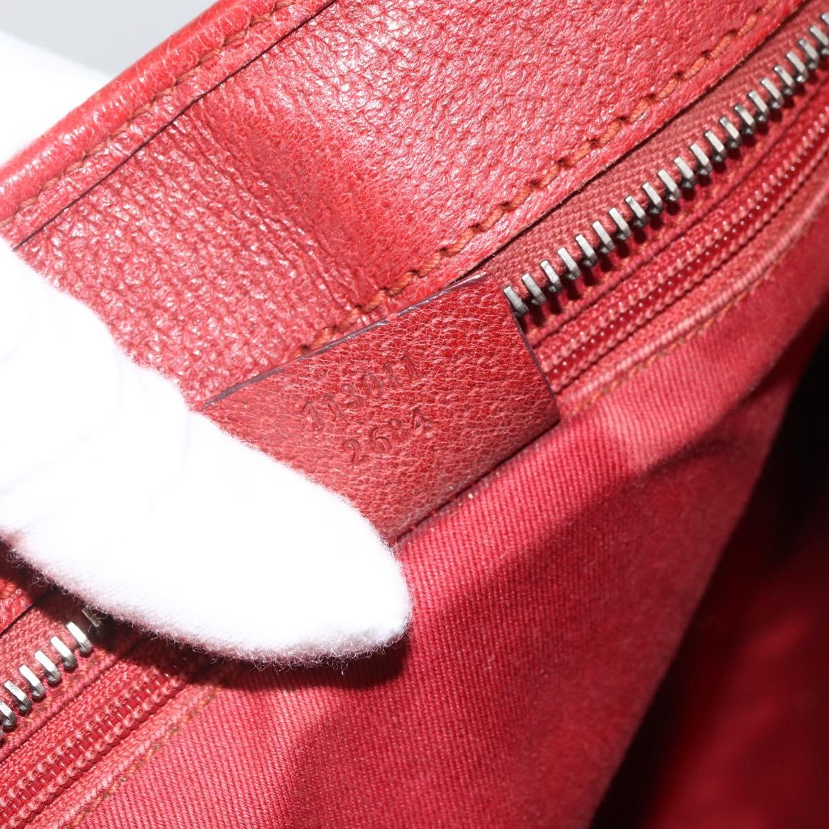 GUCCI GG Canvas Hand Bag Red Silver 113011 Auth ka2899