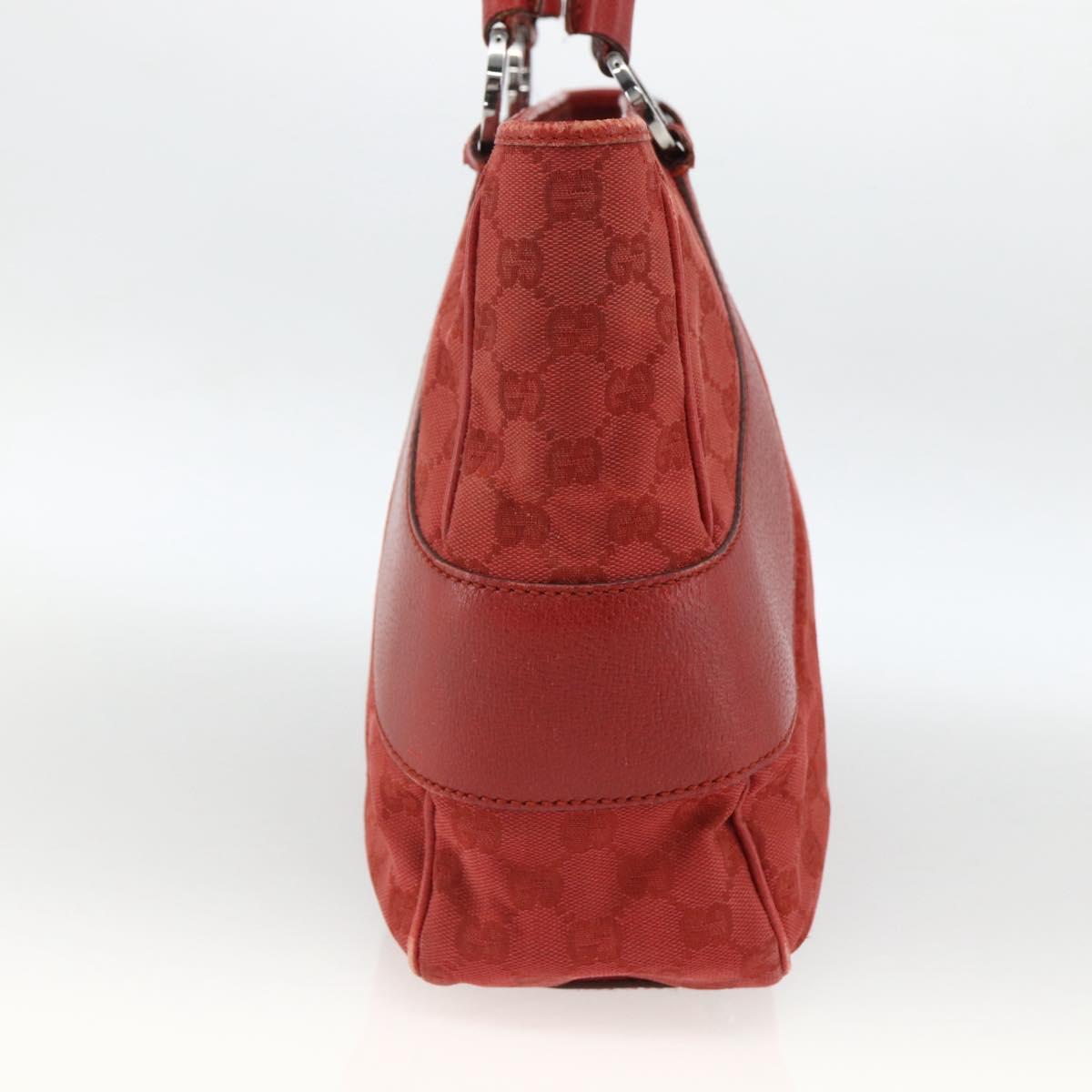 GUCCI GG Canvas Hand Bag Red Silver 113011 Auth ka2899