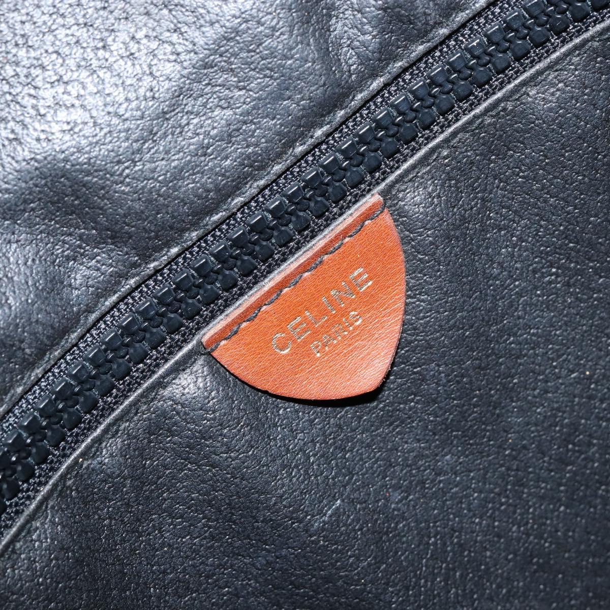 CELINE Tote Bag Leather Black Gold Auth ka290