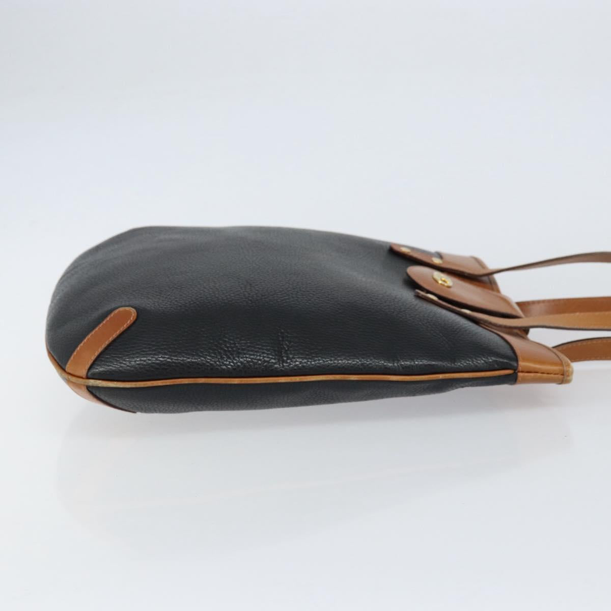 CELINE Tote Bag Leather Black Gold Auth ka290