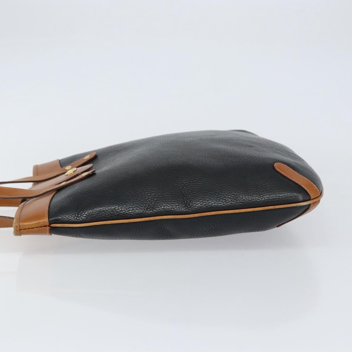 CELINE Tote Bag Leather Black Gold Auth ka290