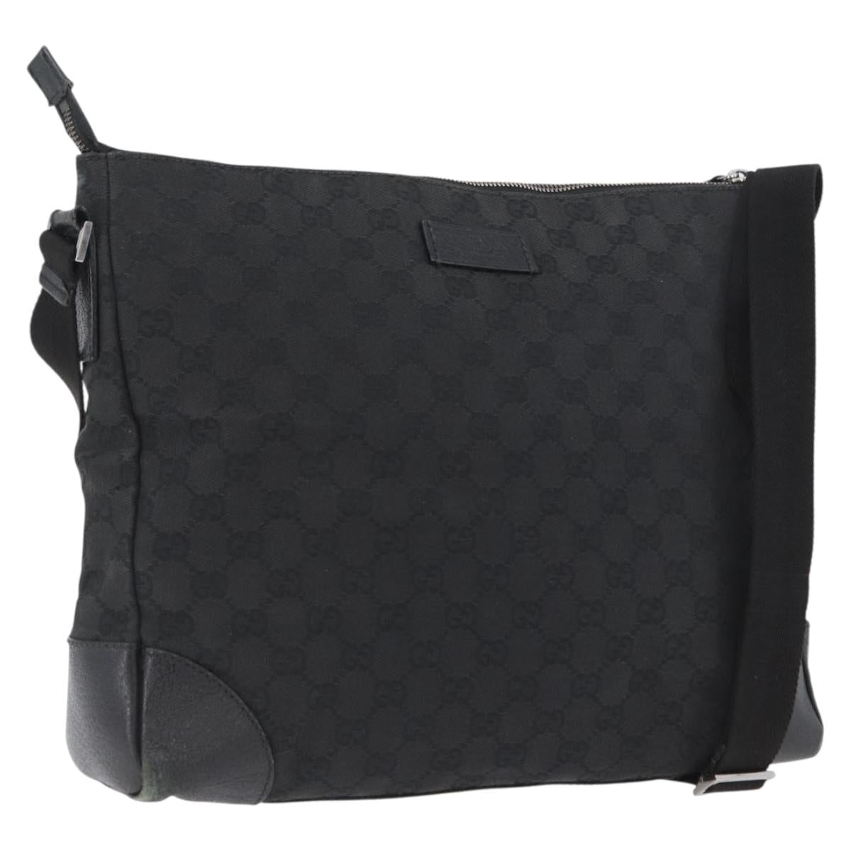 GUCCI GG Canvas Shoulder Bag Black Silver 110054 Auth ka2902