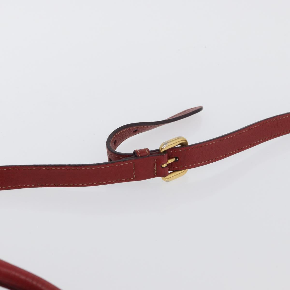 PRADA Hand Bag Leather 2way Red Gold Auth ka2905