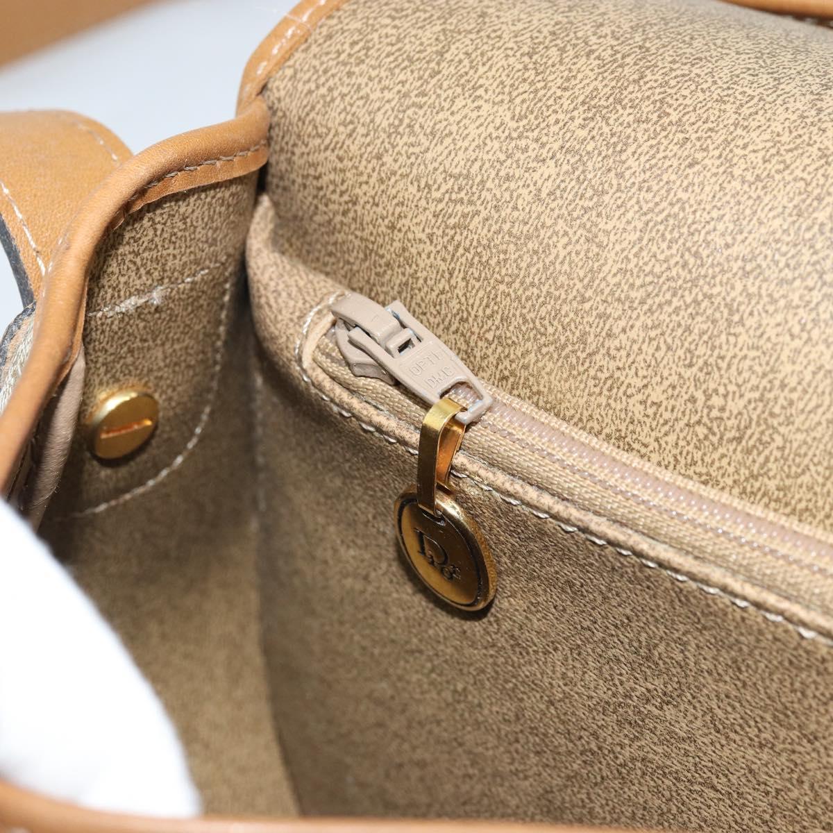 Christian Dior Honeycomb Canvas Shoulder Bag PVC Beige Gold Auth ka2907