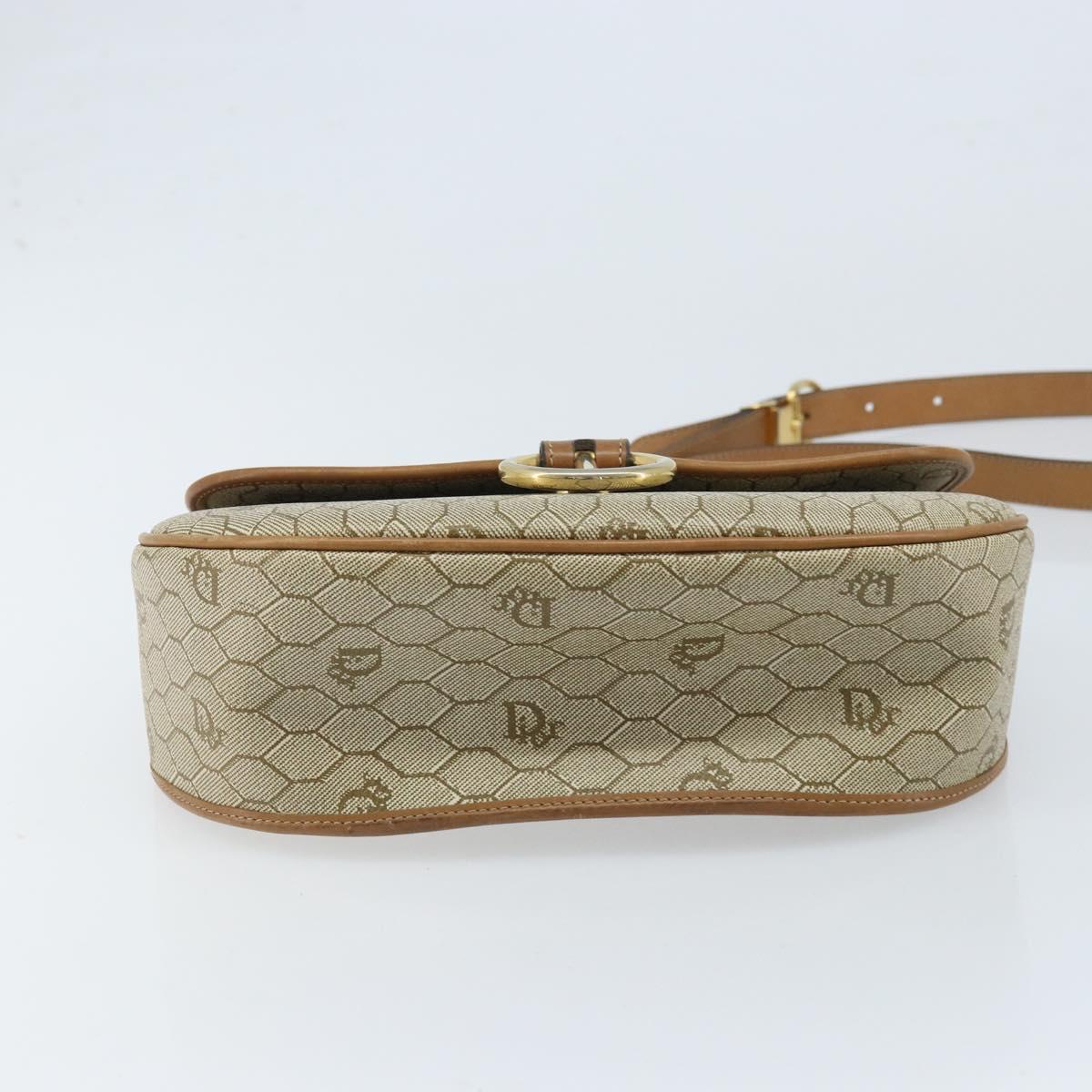 Christian Dior Honeycomb Canvas Shoulder Bag PVC Beige Gold Auth ka2907