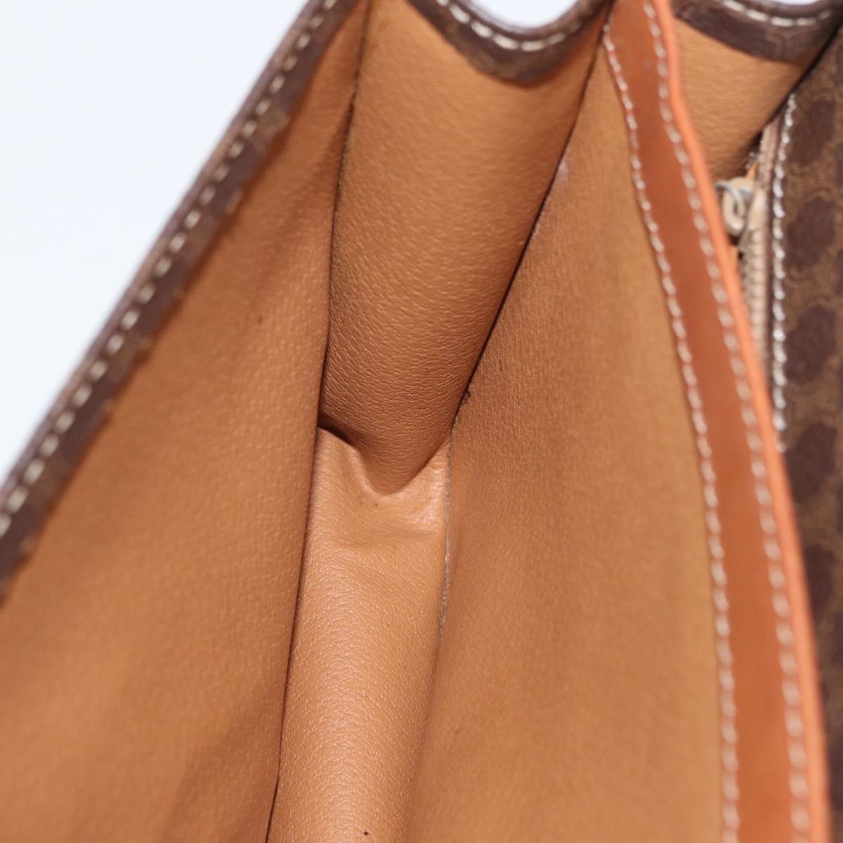 CELINE Macadam Canvas Shoulder Bag PVC Leather Brown Gold Auth ka2908
