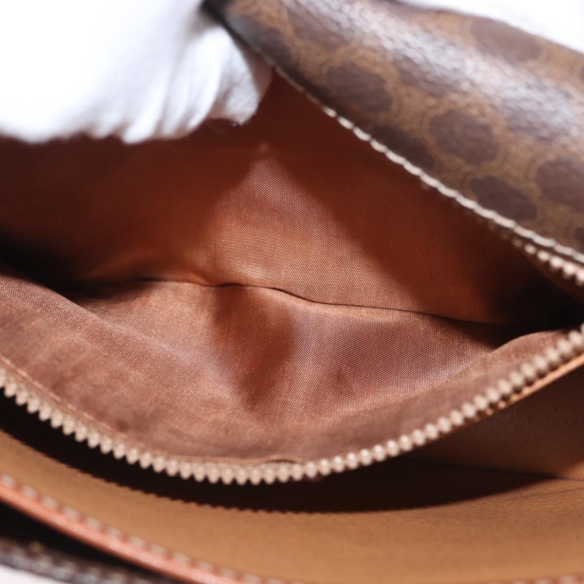 CELINE Macadam Canvas Shoulder Bag PVC Leather Brown Gold Auth ka2908
