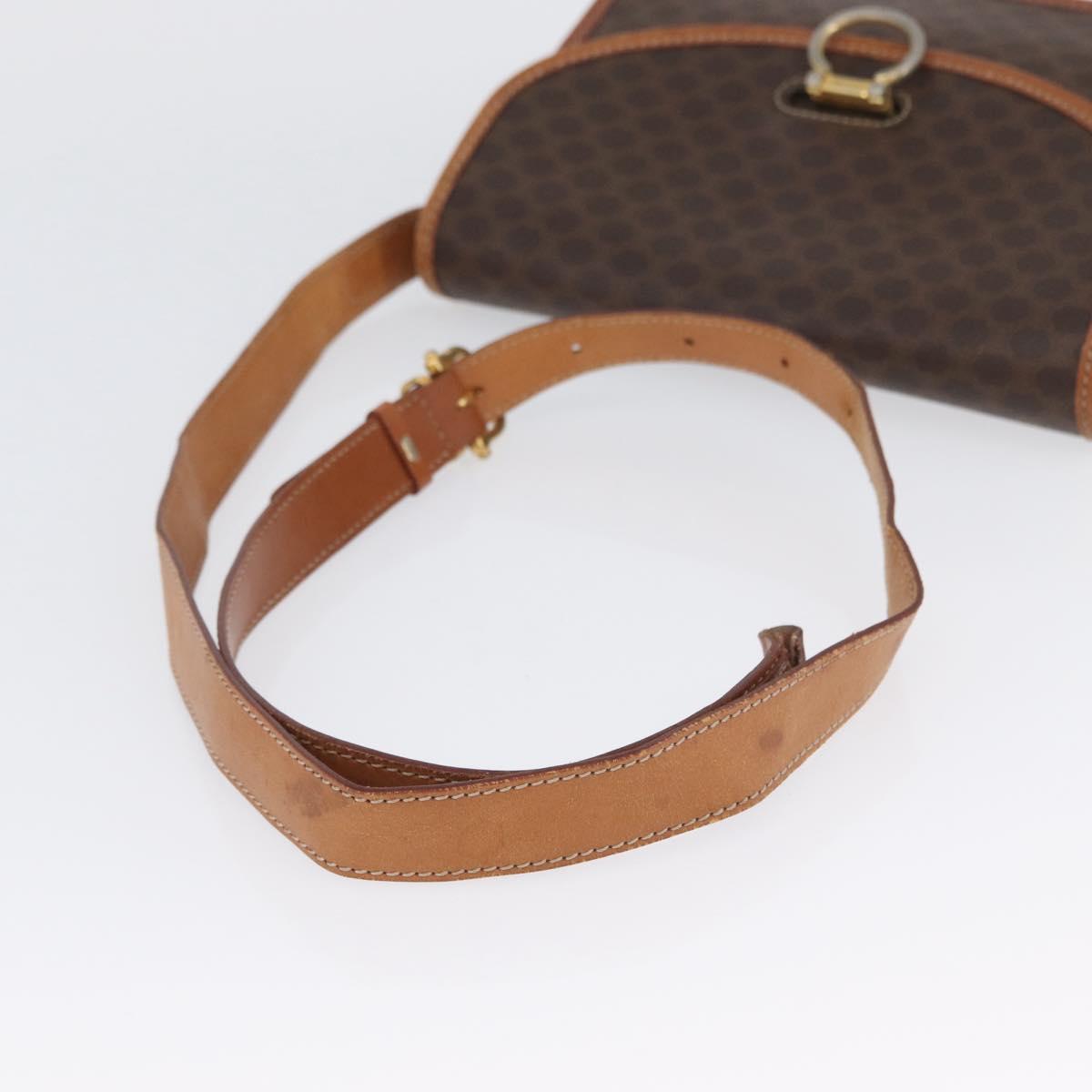CELINE Macadam Canvas Shoulder Bag PVC Leather Brown Gold Auth ka2908