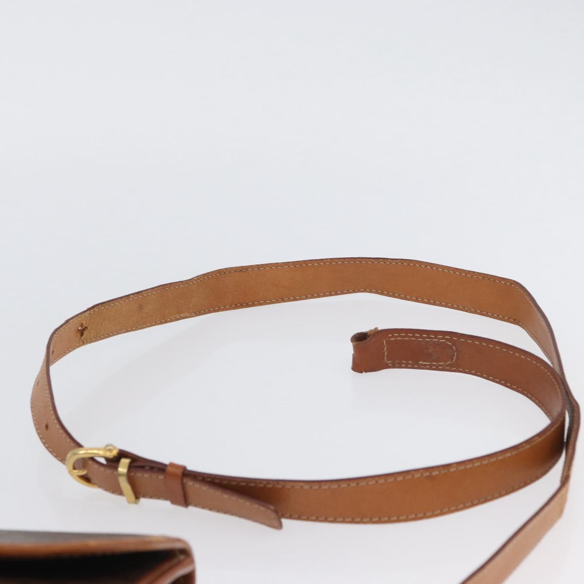 CELINE Macadam Canvas Shoulder Bag PVC Leather Brown Gold Auth ka2908