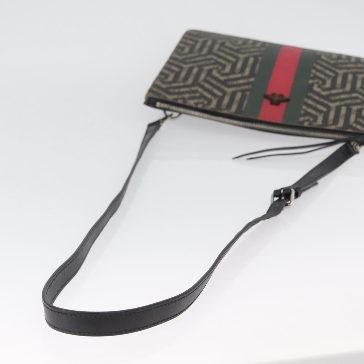 GUCCI GG Caleido Web Sherry Line Bag PVC Beige Silver 429004 Auth ka2910