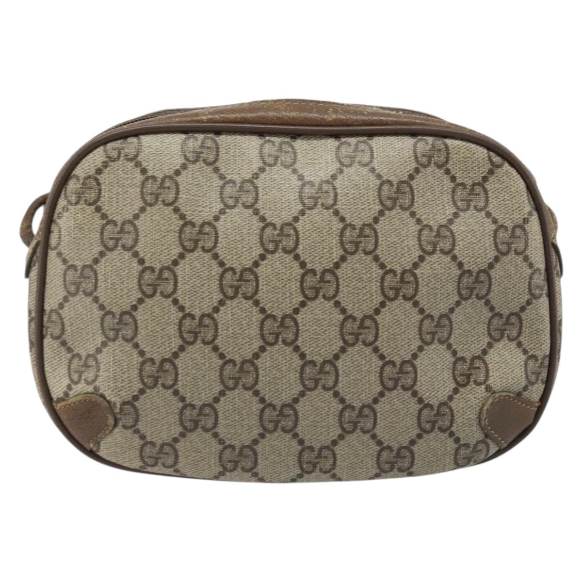 GUCCI GG Supreme Web Sherry Line Bag PVC Beige Gold 89 02 066 Auth ka2912