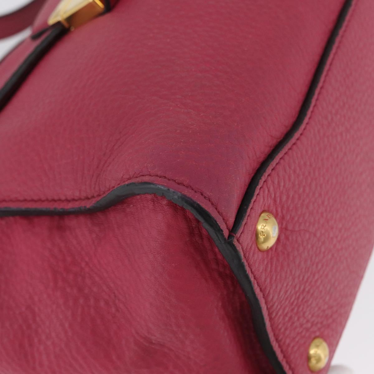 PRADA Hand Bag Leather 2way Pink Gold Auth ka2915