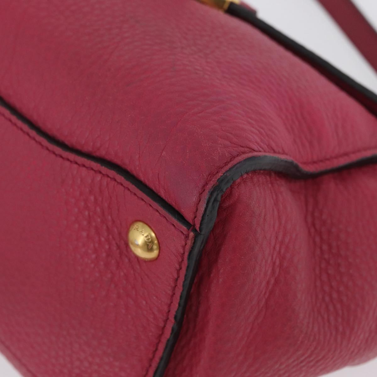PRADA Hand Bag Leather 2way Pink Gold Auth ka2915