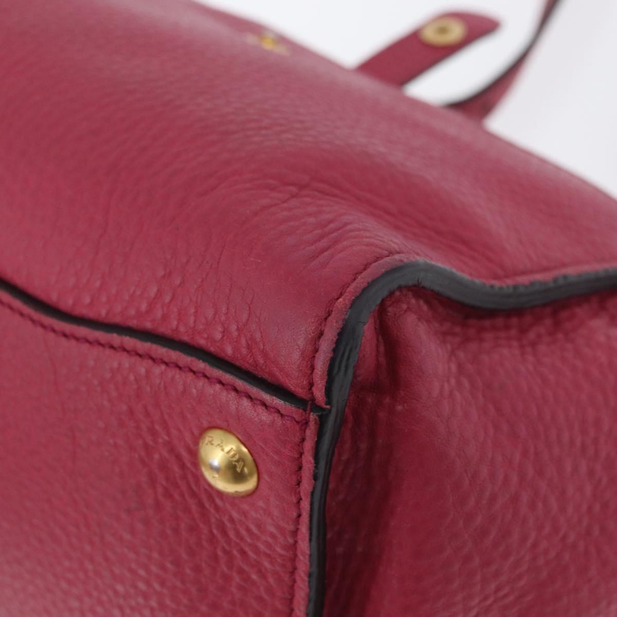 PRADA Hand Bag Leather 2way Pink Gold Auth ka2915