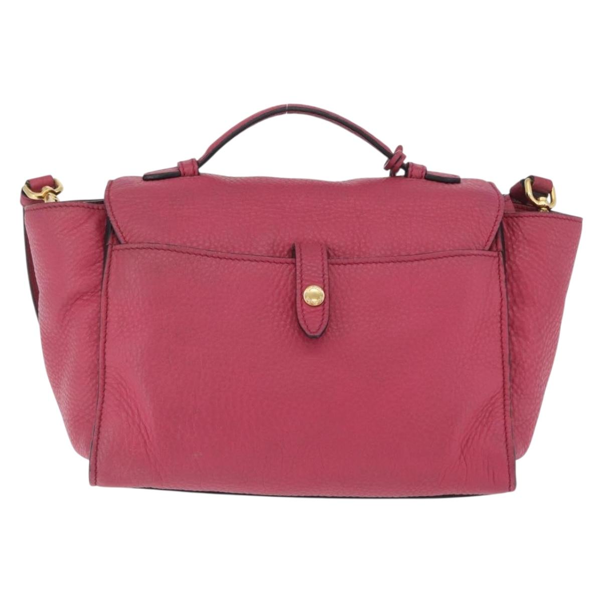 PRADA Hand Bag Leather 2way Pink Gold Auth ka2915