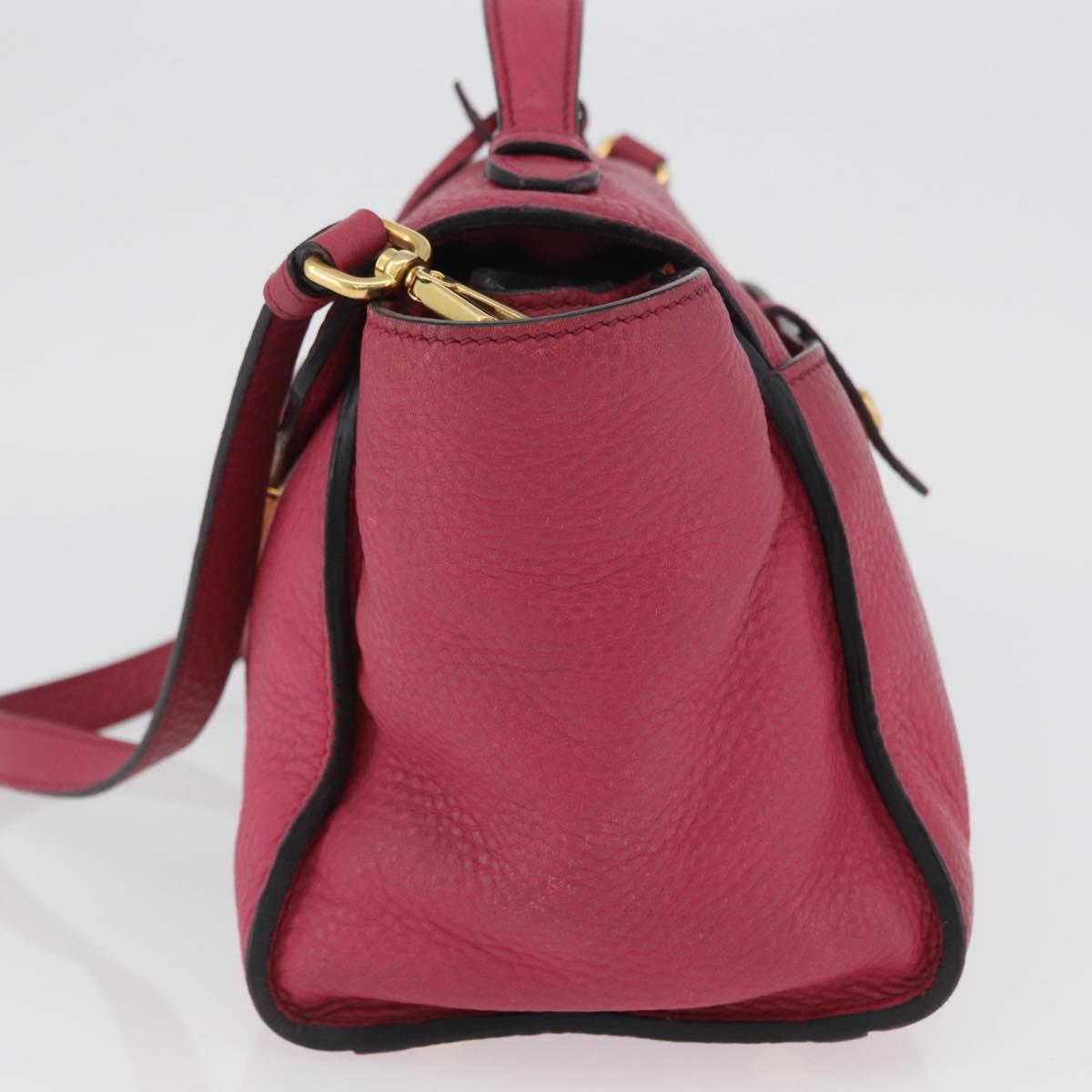 PRADA Hand Bag Leather 2way Pink Gold Auth ka2915