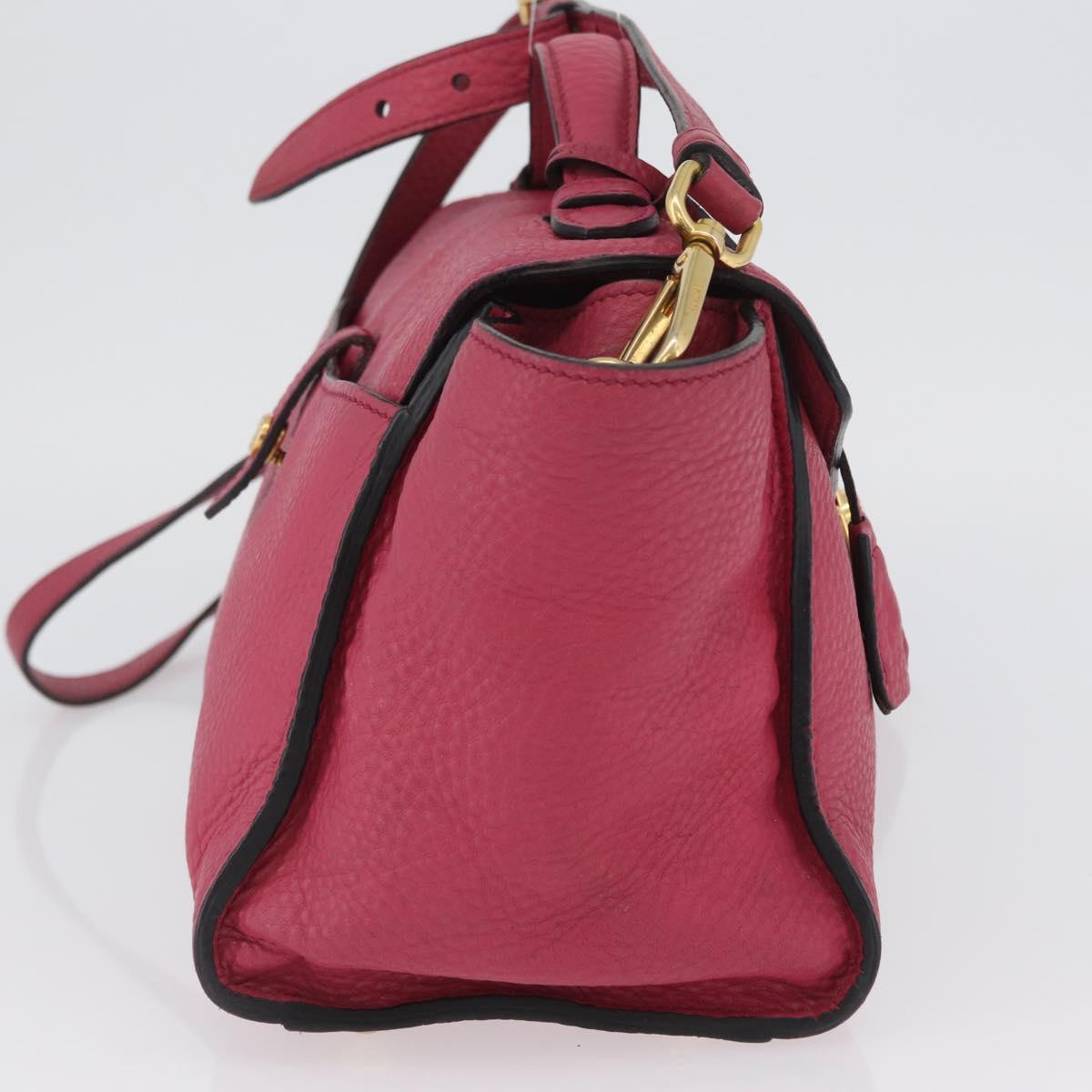 PRADA Hand Bag Leather 2way Pink Gold Auth ka2915