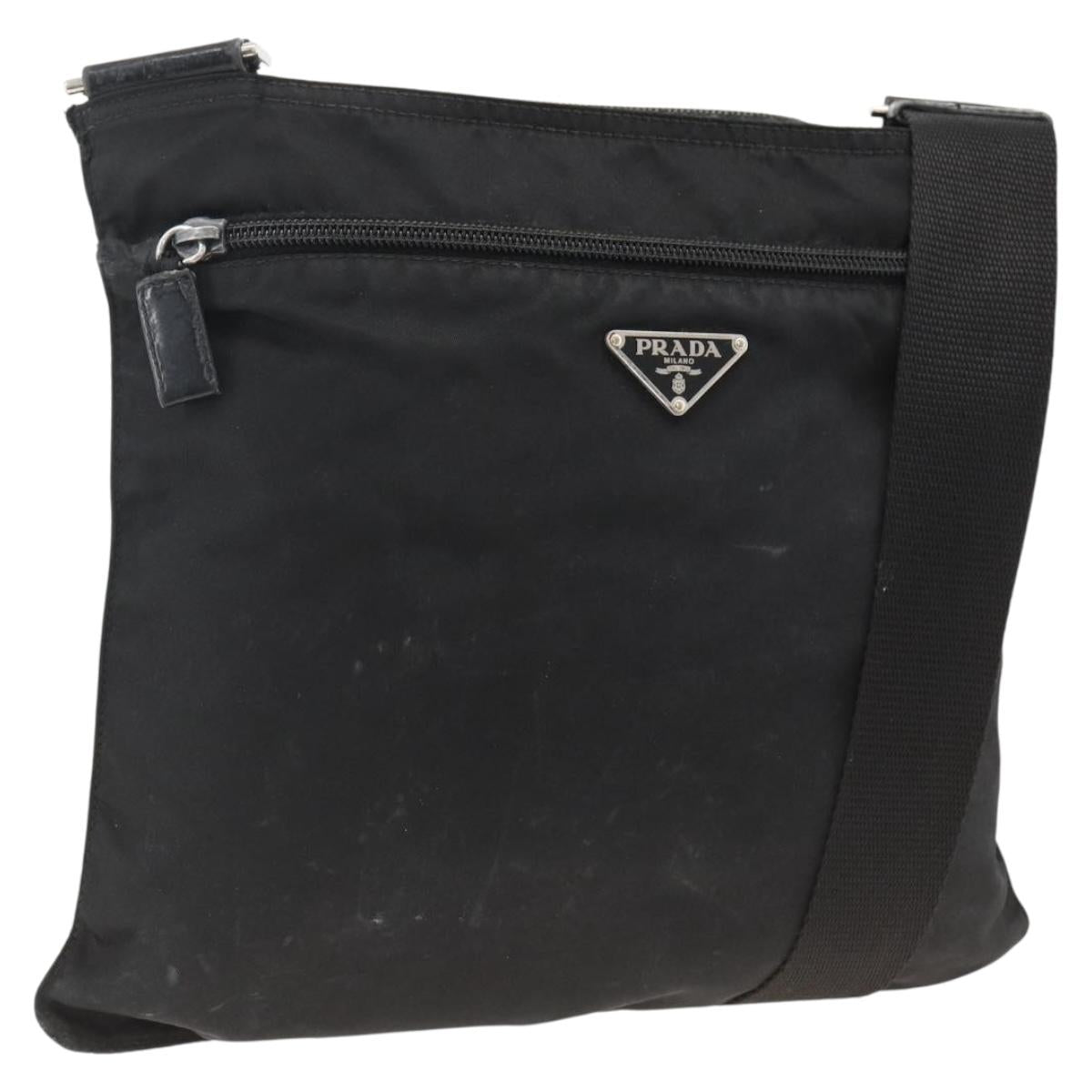 PRADA Shoulder Bag Nylon Black Silver Auth ka2916
