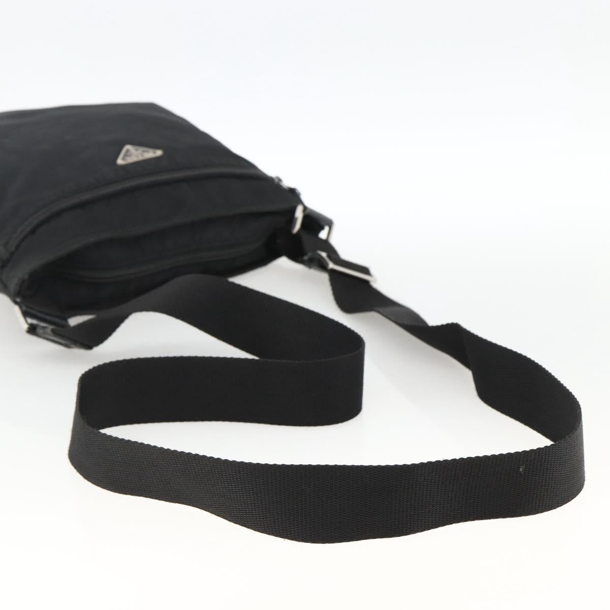 PRADA Shoulder Bag Nylon Black Silver Auth ka2916