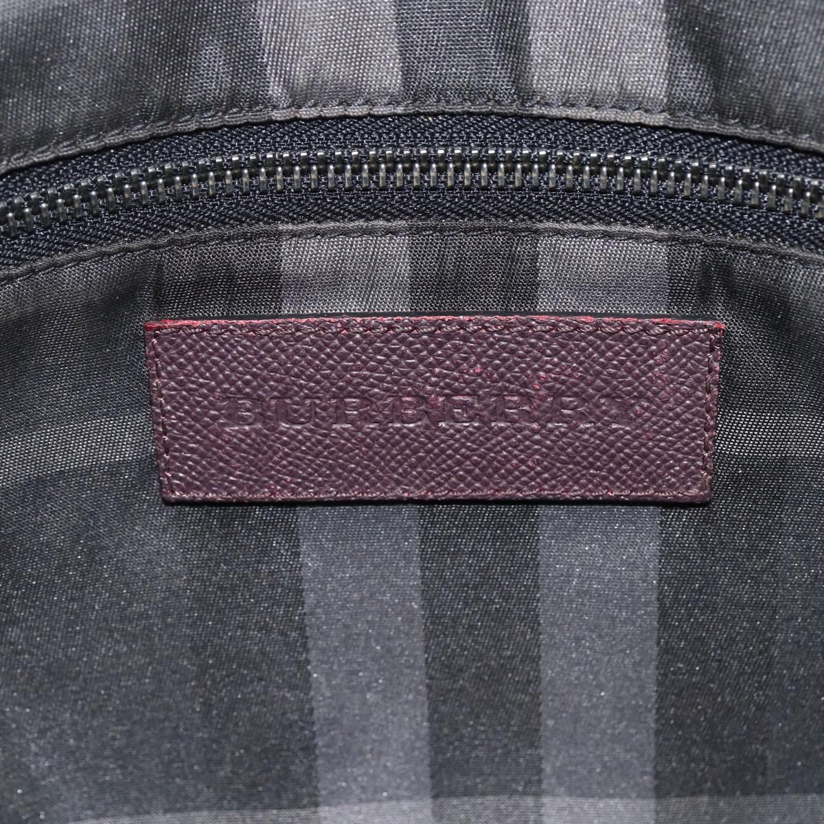 BURBERRY Hand Bag Leather Purple Silver Auth ka2917