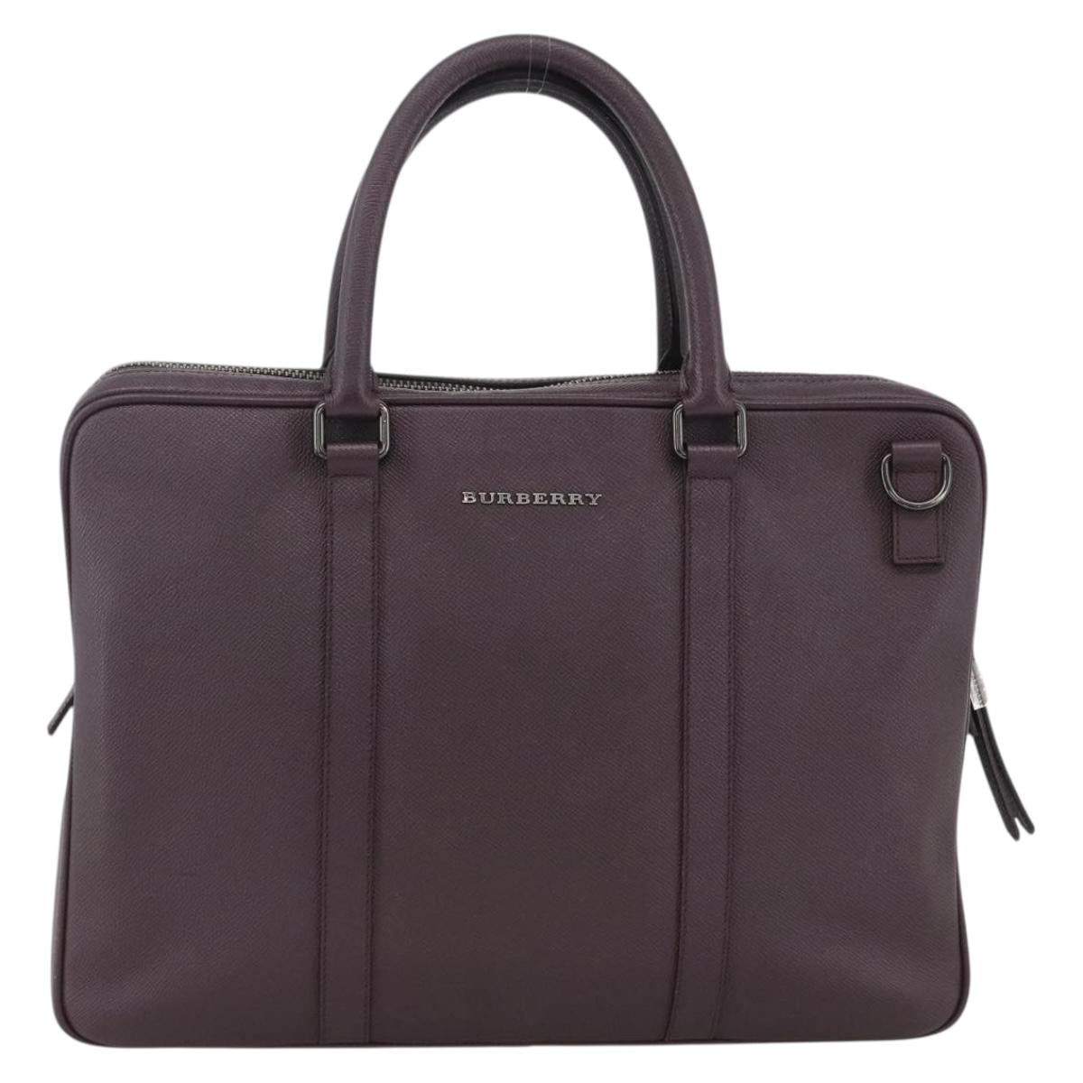 BURBERRY Hand Bag Leather Purple Silver Auth ka2917