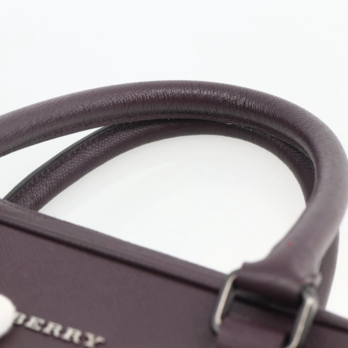 BURBERRY Hand Bag Leather Purple Silver Auth ka2917