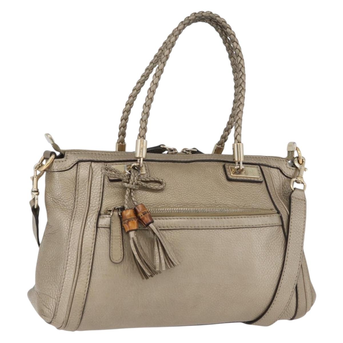 GUCCI Hand Bag Leather 2way Gold Tone 282300 Auth ka2918