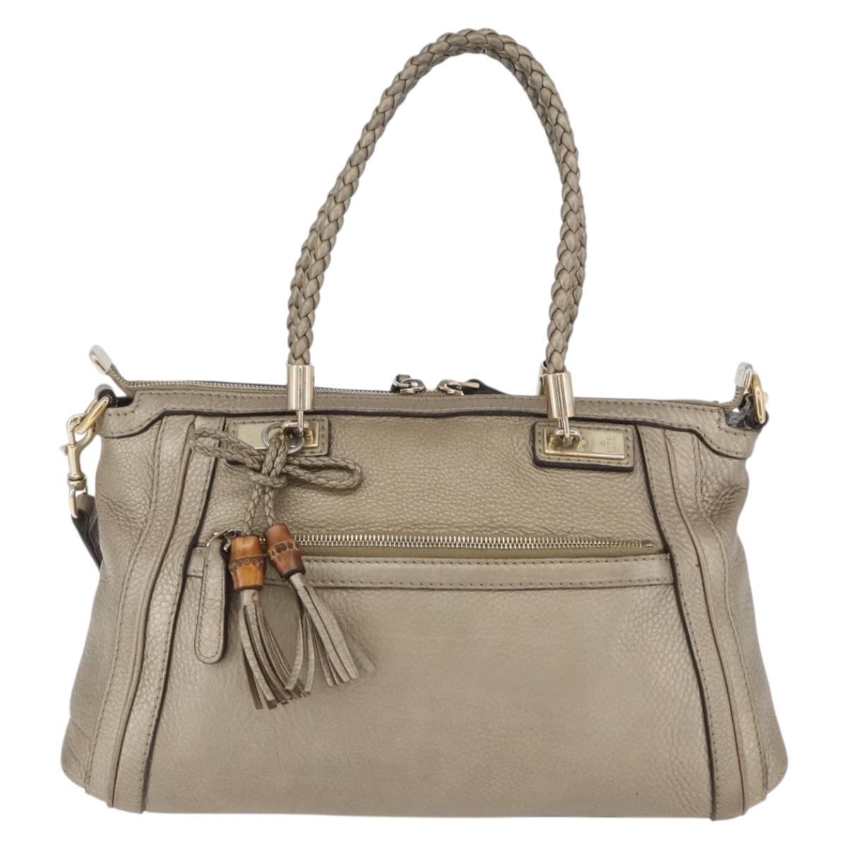GUCCI Hand Bag Leather 2way Gold Tone 282300 Auth ka2918