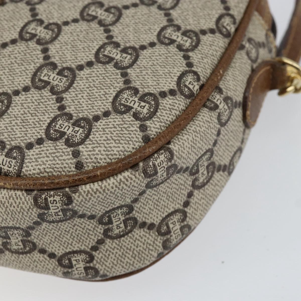 GUCCI GG Plus Supreme Shoulder Bag PVC Beige Gold Auth ka292