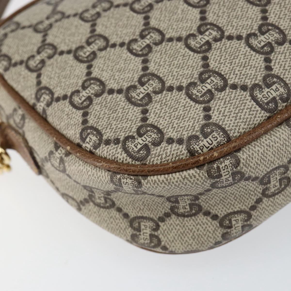 GUCCI GG Plus Supreme Shoulder Bag PVC Beige Gold Auth ka292
