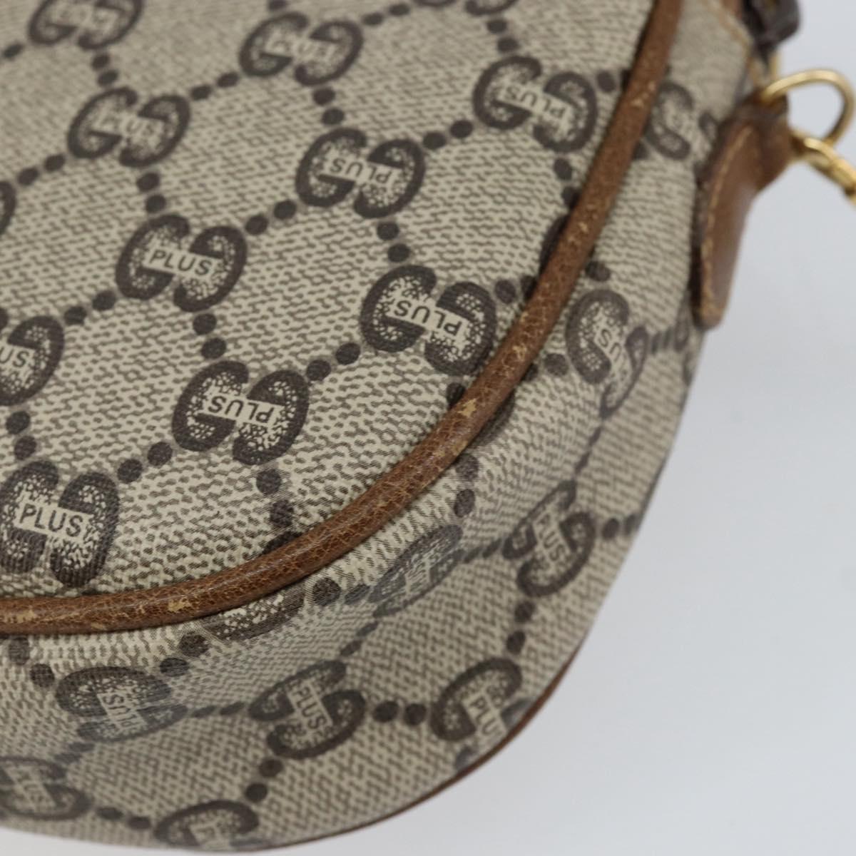 GUCCI GG Plus Supreme Shoulder Bag PVC Beige Gold Auth ka292