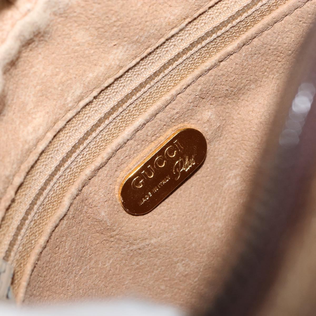 GUCCI GG Plus Supreme Shoulder Bag PVC Beige Gold Auth ka292