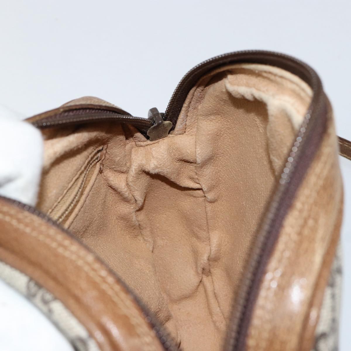 GUCCI GG Plus Supreme Shoulder Bag PVC Beige Gold Auth ka292