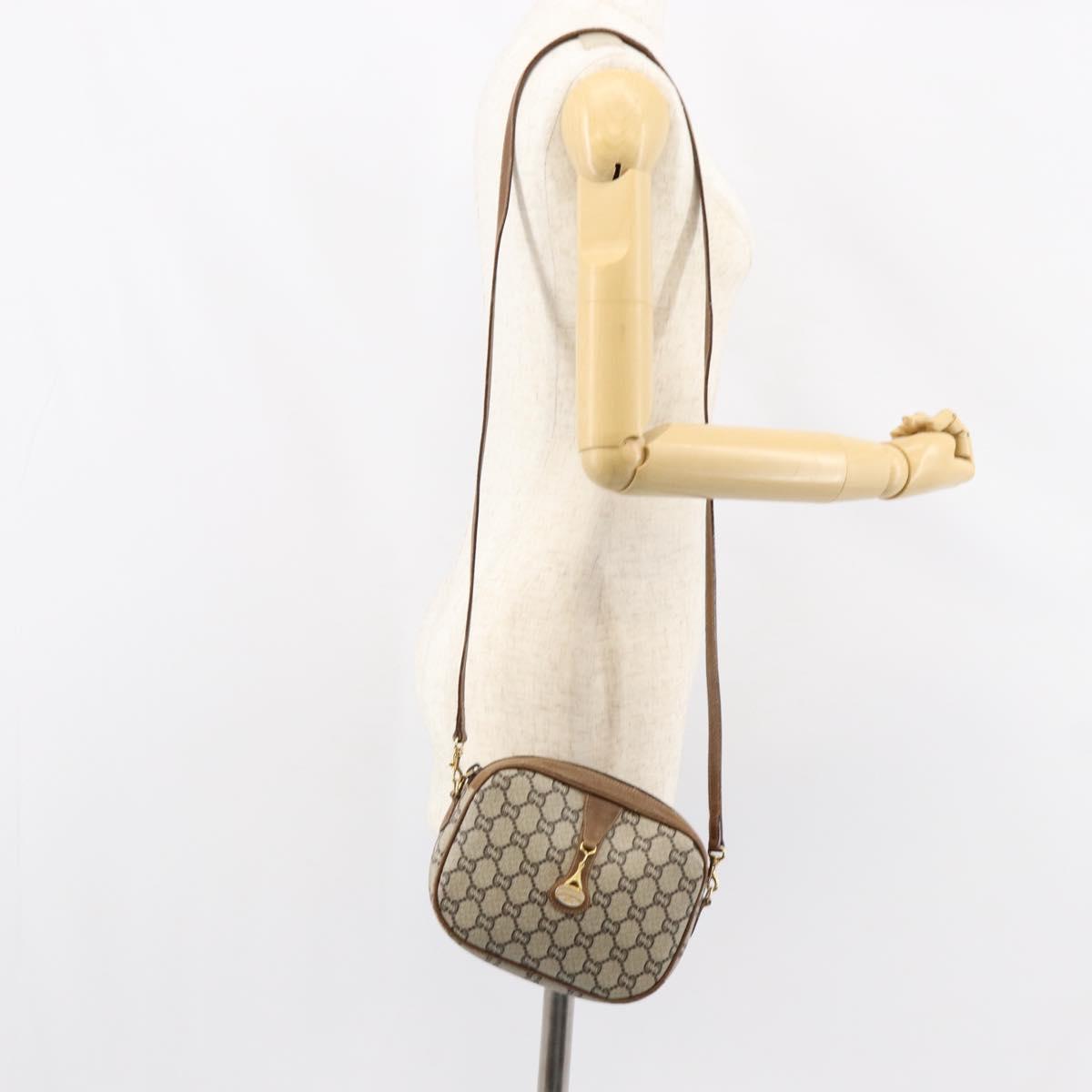 GUCCI GG Plus Supreme Shoulder Bag PVC Beige Gold Auth ka292