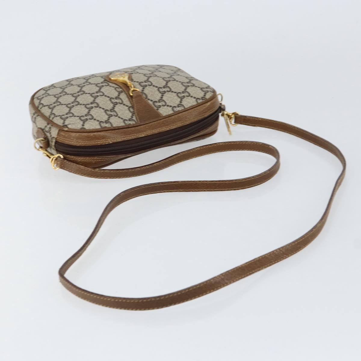 GUCCI GG Plus Supreme Shoulder Bag PVC Beige Gold Auth ka292