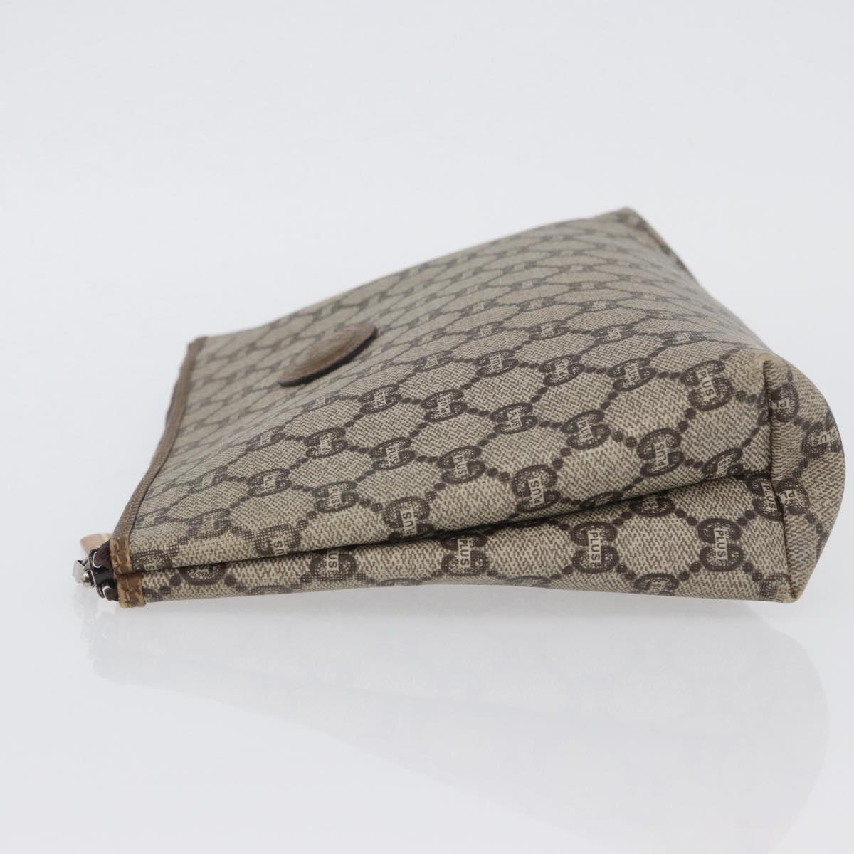 GUCCI GG Plus Supreme Clutch Bag PVC Beige Auth ka2920